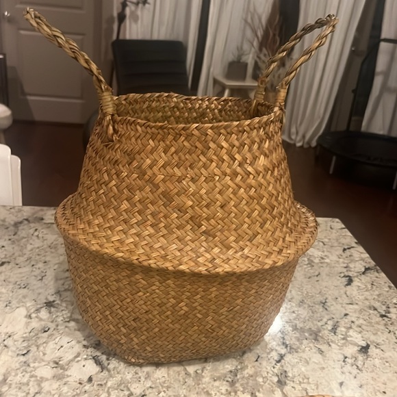 2 Folding Seagrass baskets Handmade, Loom Weave, Side handles, Plants, Storage - Picture 8 of 16